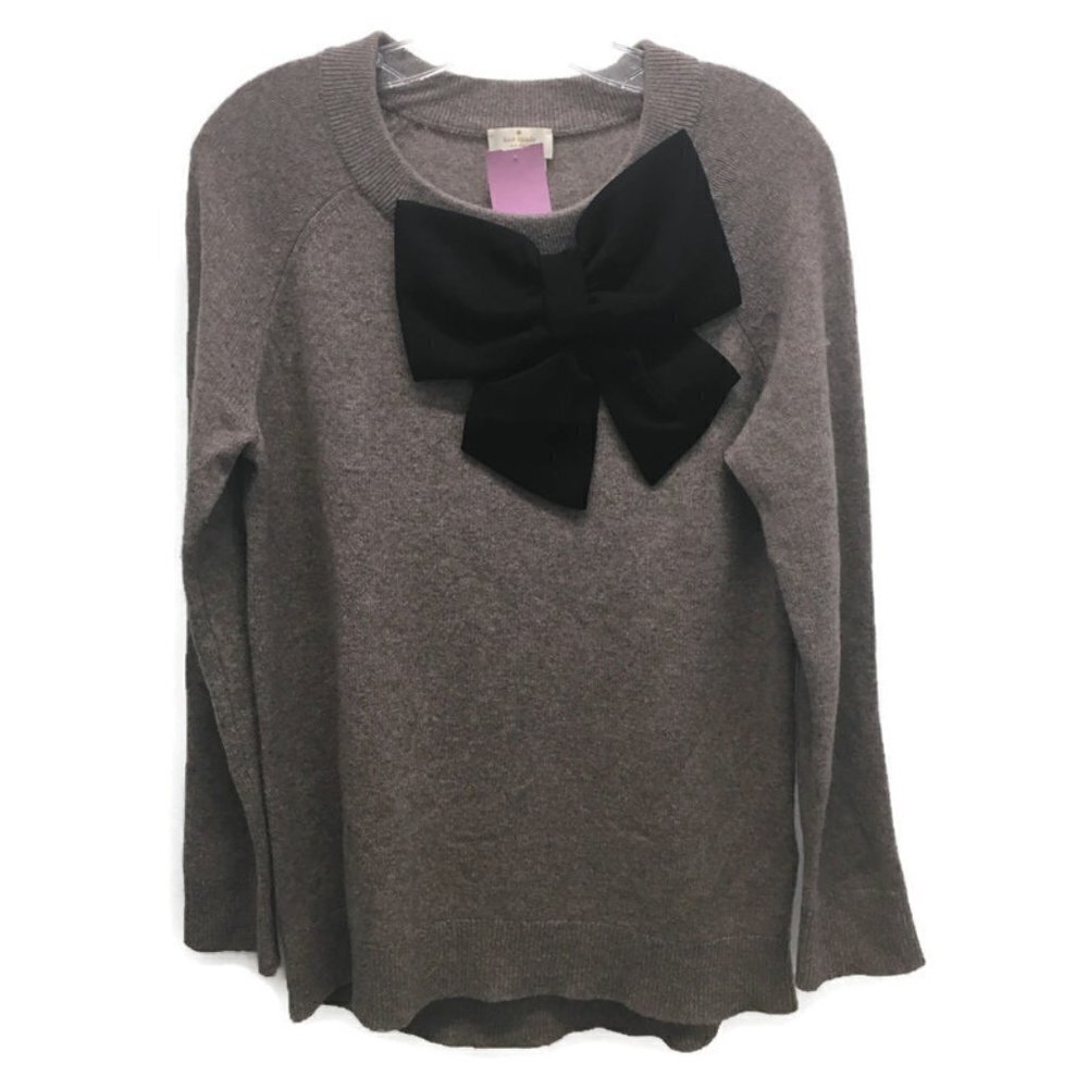 Kate Spade Heather Brown  & Black Bow Sweater